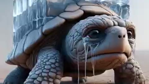 Man's Heat Destroys Fridge, Turtle Brings Ice Home! #shorts​ #ai​ #turtle​