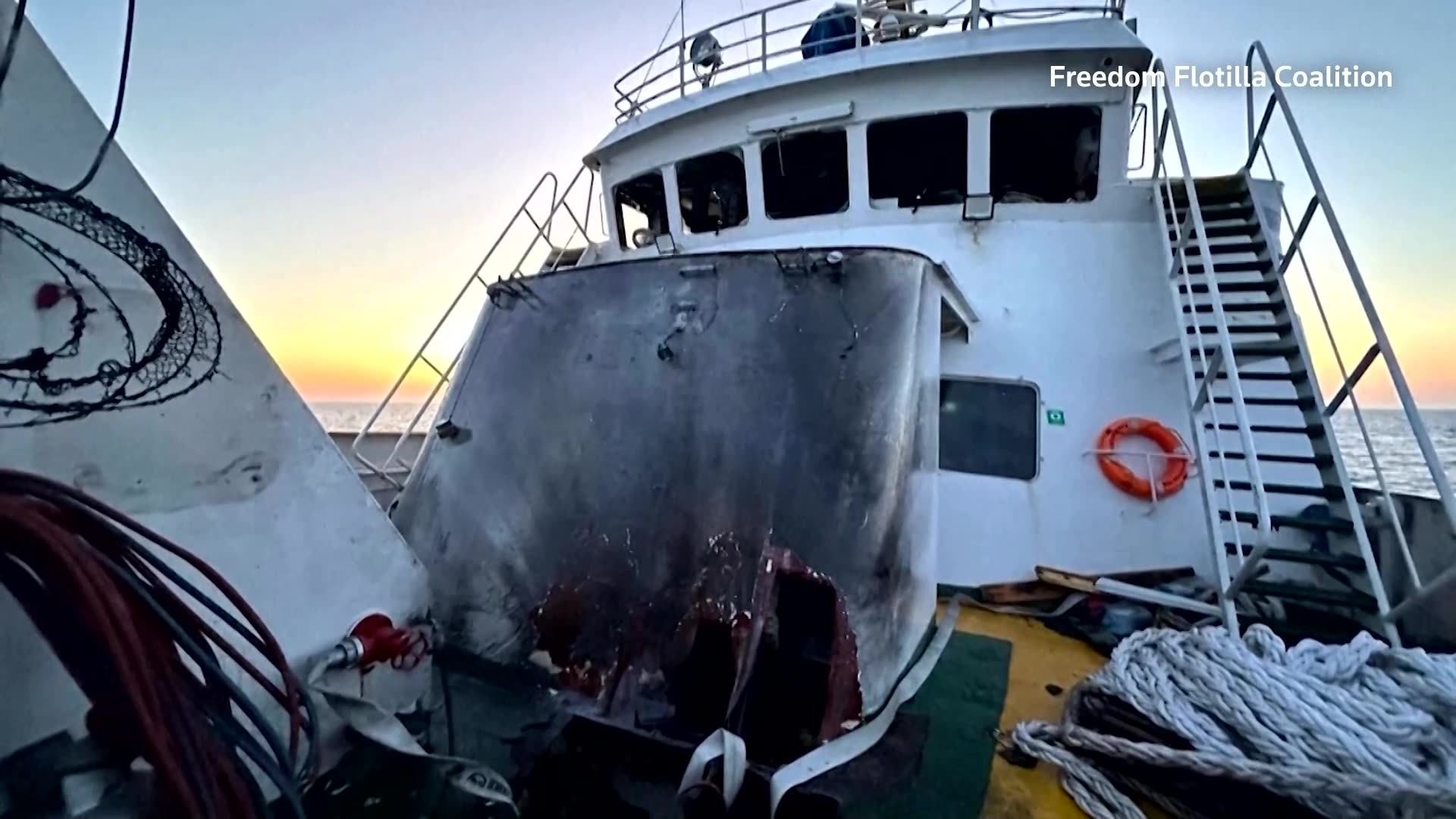 Gaza-bound activist aid ship hit by drones, NGO says