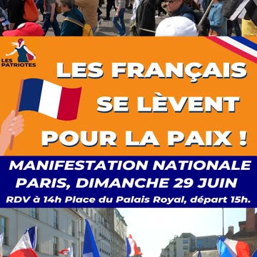 Marche "Les Français se lèvent pour la Paix" - dimanche 29 juin Paris - 14h place du Palais Royal