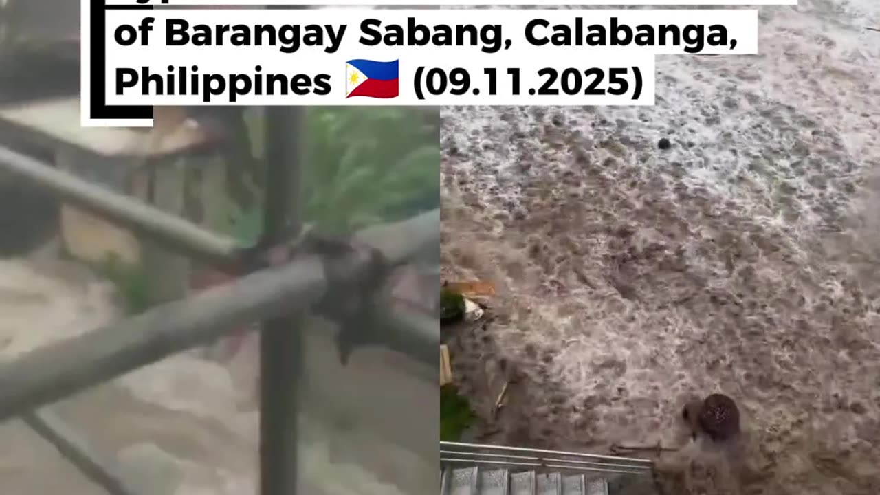 Heavy flooding caused by Typhoon Uwan in the coastal area of Calabanga, Philippines 🇵🇭 (09.11.2025)