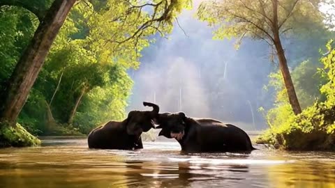 Ele Playing on water
