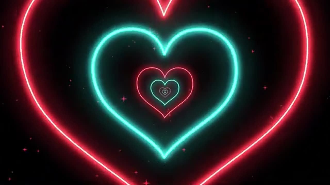 1180. Pink and Teal heart tunnel loop 💙 Best TV Wallpaper ❤️ Neon abstract background