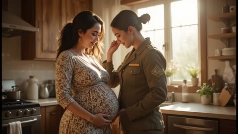 Female Soldiers Share a Loving Kiss with Their Pregnant Partners A Moment of Strength and Affection