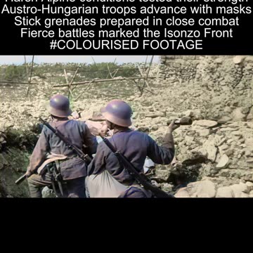 Italian trenches and Austro-Hungarian troops with gas masks 1916