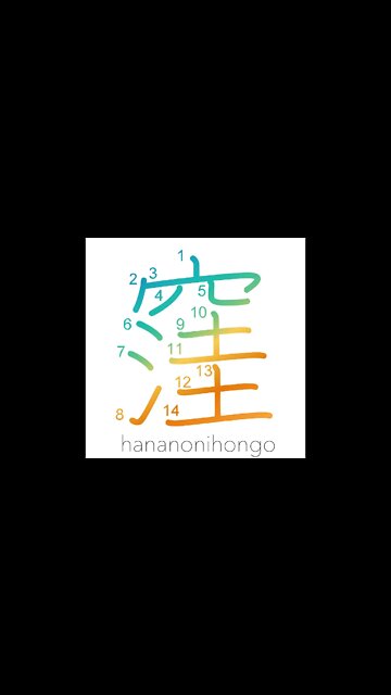 窪 - indent/to cave in/sink in/become hollow- Learn how to write Japanese Kanji 窪 - hananonihongo.com