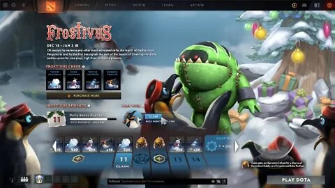 Dota 2 Frostivus 2019 swap tip 300/300 Reward claim!!! Penguin present Free spin!!! +Chest opening!