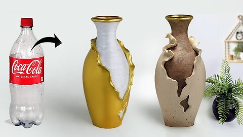 Stylish plastic bottle flower vase || Flower vase making with cement || Best out of waste