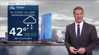 Mostly cloudy, chance of rain or snow Wednesday