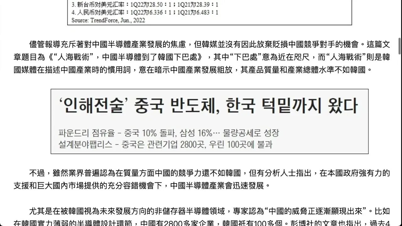 韓媒：中國半導體要追上韓國了