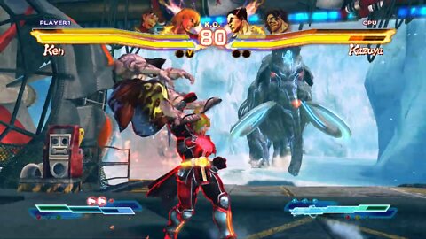 Street Fighter X Tekken: Ken (Swap Costume) & Sakura vs Hugo & Kazuya - 1440p No Commentary