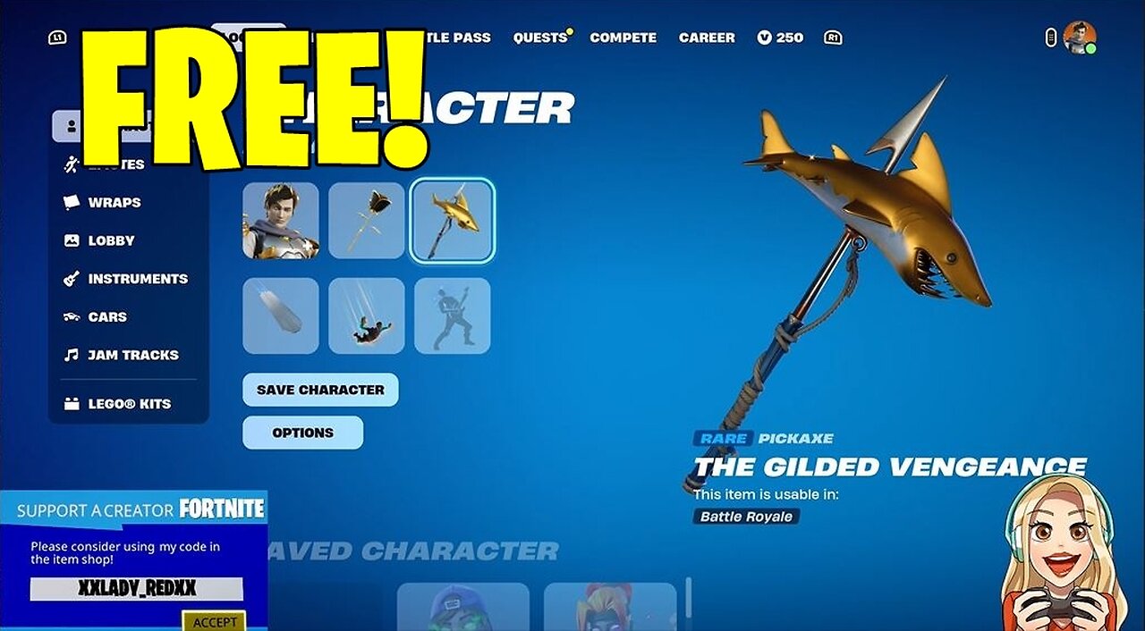 FREE | The Gilded Vengeance (Rare Pickaxe)-Fortnite