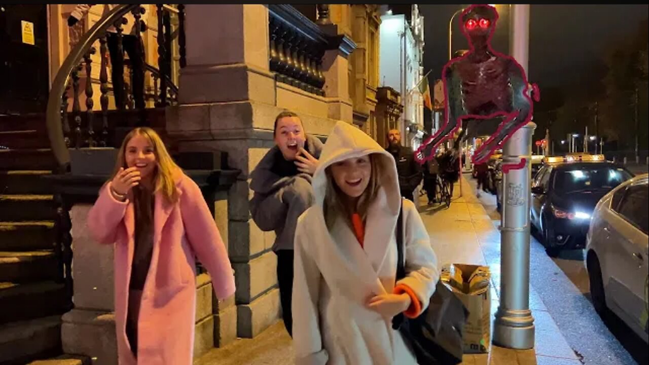 Crazy Skeleton jumping on people prank