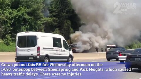 RV fire on I-695 causes lane closures