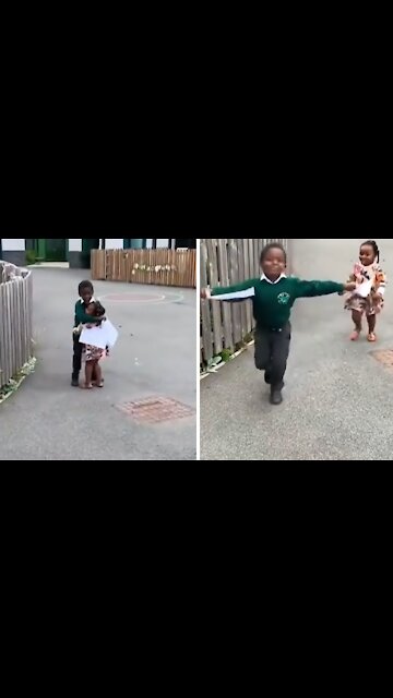 Little Girl Preciously Hugs Her Big Brother After School
