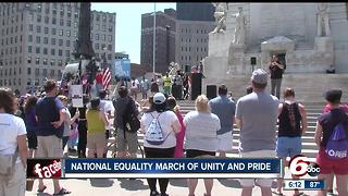 Monument Circle was the site Sunday for an equality rally