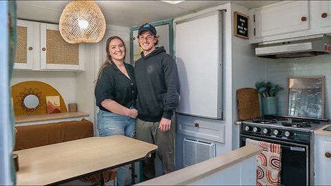 Couple lives in 14ft long Trailer | 1974 Vintage Restoration Tour