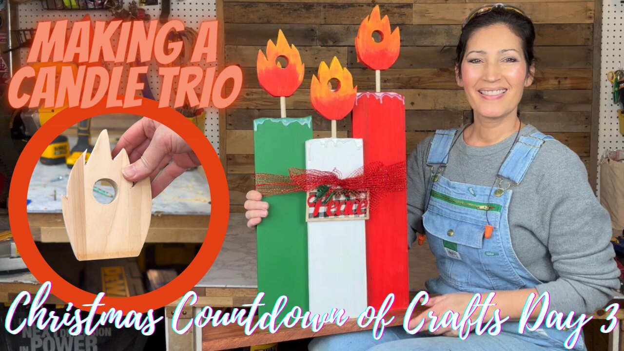 MAKING A LIGHTED CHRISTMAS CANDLE TRIO INSPIRED BY PINTEREST (CHRISTMAS COUNTDOWN OF CRAFTS DAY 3)