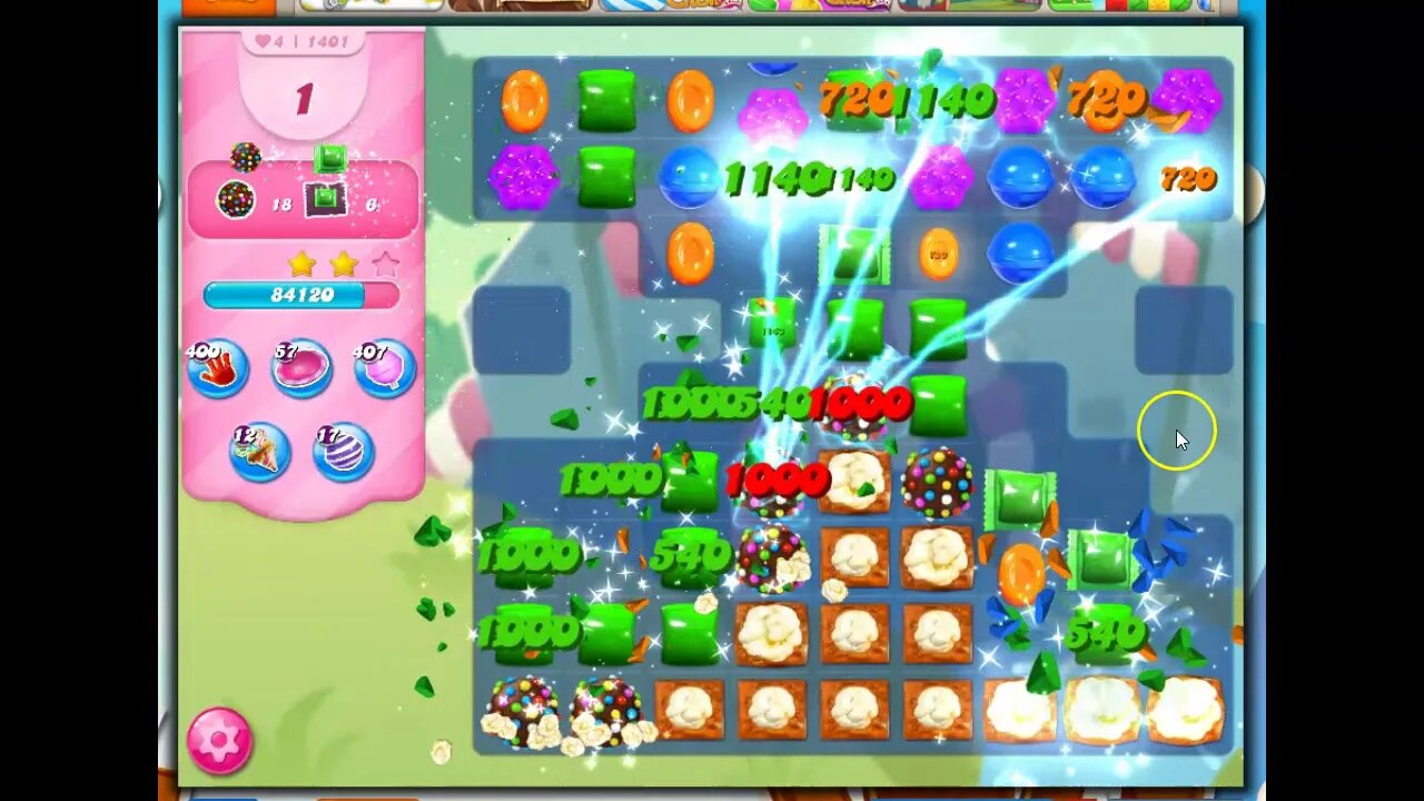 Candy Crush Level 1401 Talkthrough, 12 Moves 0 Boosters