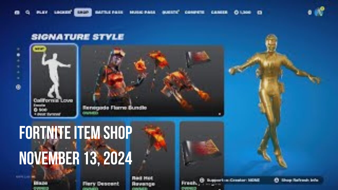 Fortnite Item Shop|November 13, 2024(*New* California Love Emote)