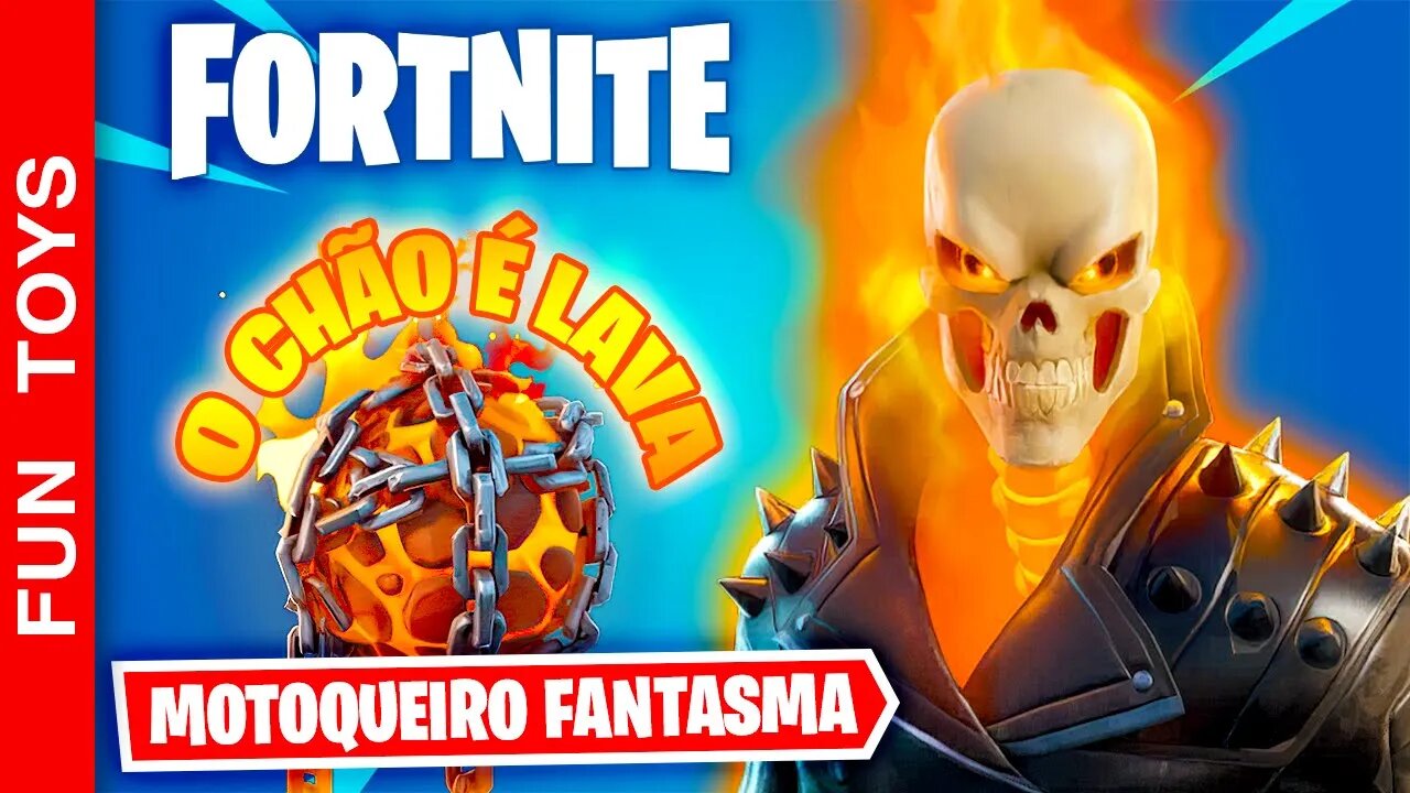 O CHÃO É LAVA neste modo IRADO do FORTNITE e veja em detalhes a skin do MOTOQUEIRO FANTASMA! 🏍🔥💀👻