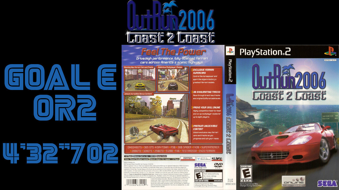 OutRun 2006: Coast 2 Coast [PS2] OR2 Goal E [4'32"702] 4th place