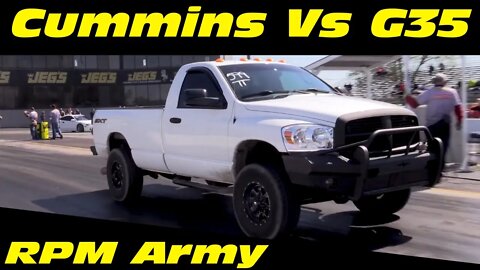 Dodge Cummins Vs Infinity G35 Drag Racing