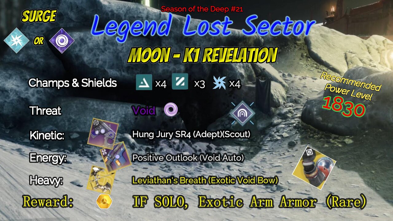 Destiny 2 Legend Lost Sector: Moon - K1 Revelation on my Void Hunter 7-28-23