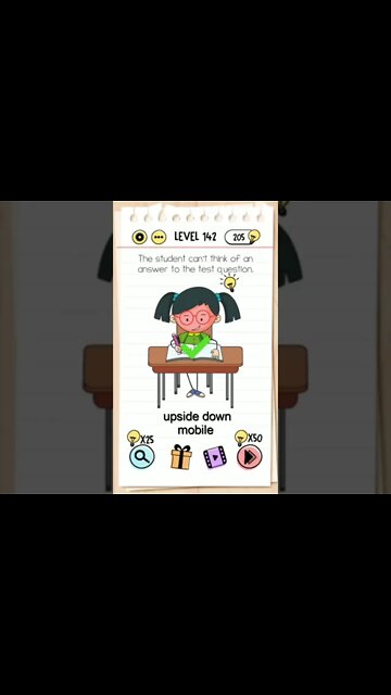 Brain Test Tricky Puzzles Level 142 The student can't think of an answer to the test question.