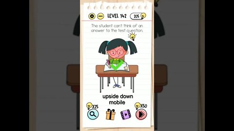 Brain Test Tricky Puzzles Level 142 The student can't think of an answer to the test question.
