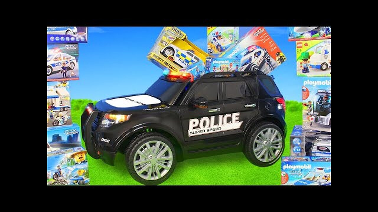 Police Cars Ride on with Toy Vehicles!