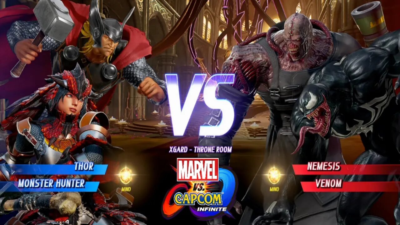 Thor & Monstrr Hunter VS Nemesis & Venom Marvel vs Capcom Infinite