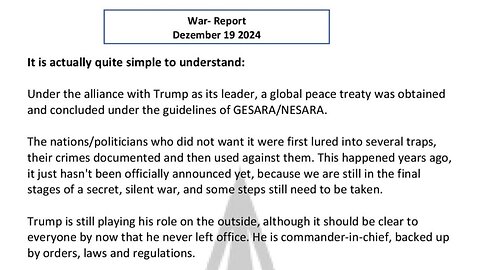 WAR REPORT - IT IS QUITE SIMPLE TO UNDERSTAND