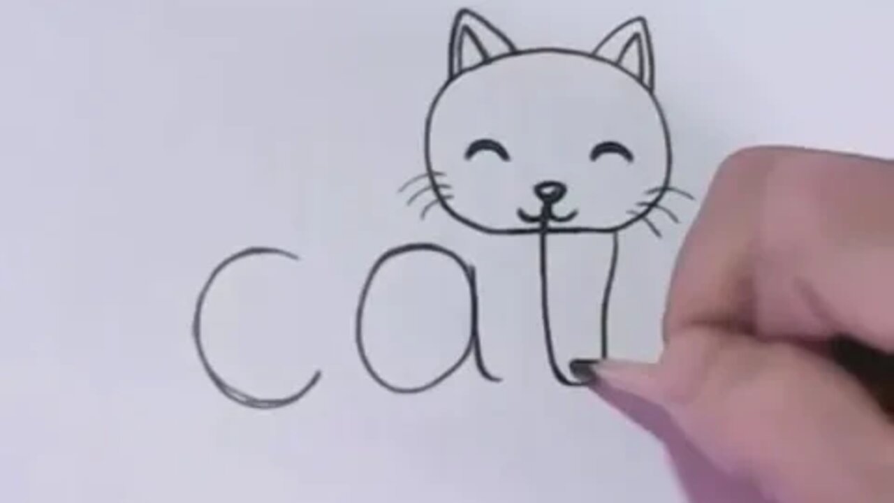 Very simple! How to Make a Cartoon Cat Out of Words.Step-by-step instruction for children#how #tips