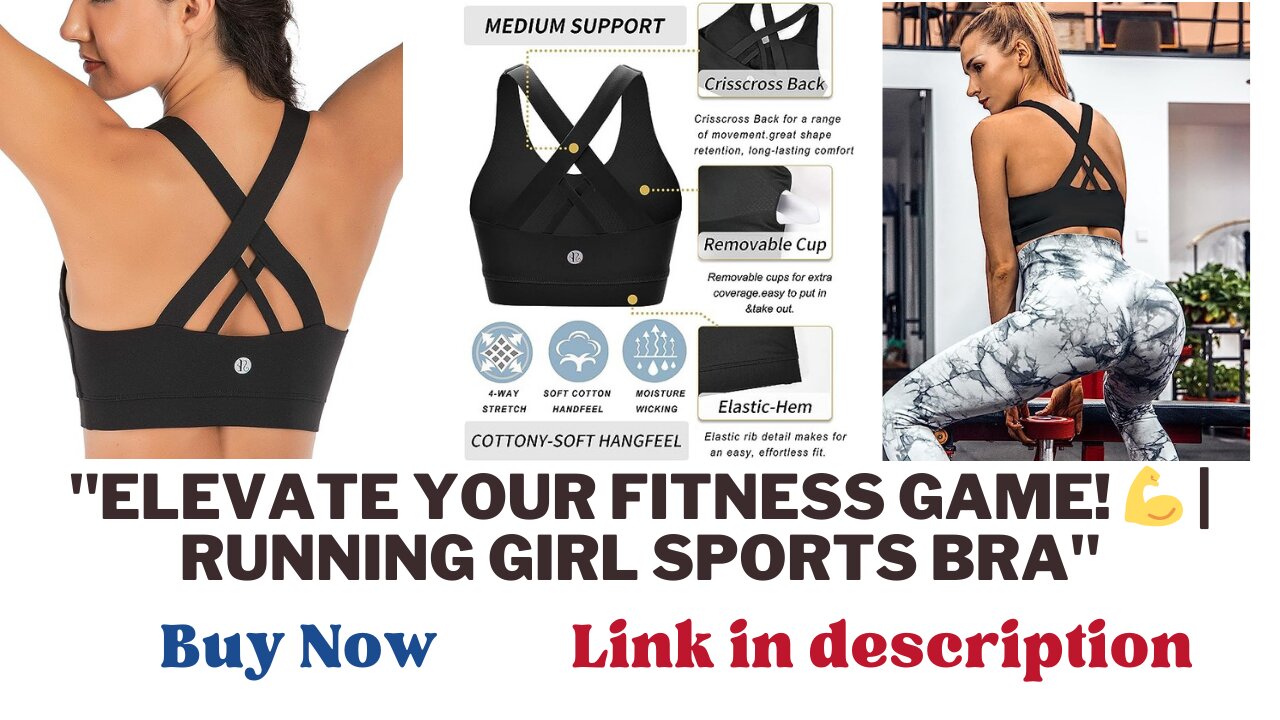 Workout with RUNNING GIRL Sports Bra | Medium Support, Criss-Cross Back, Removable Cups"