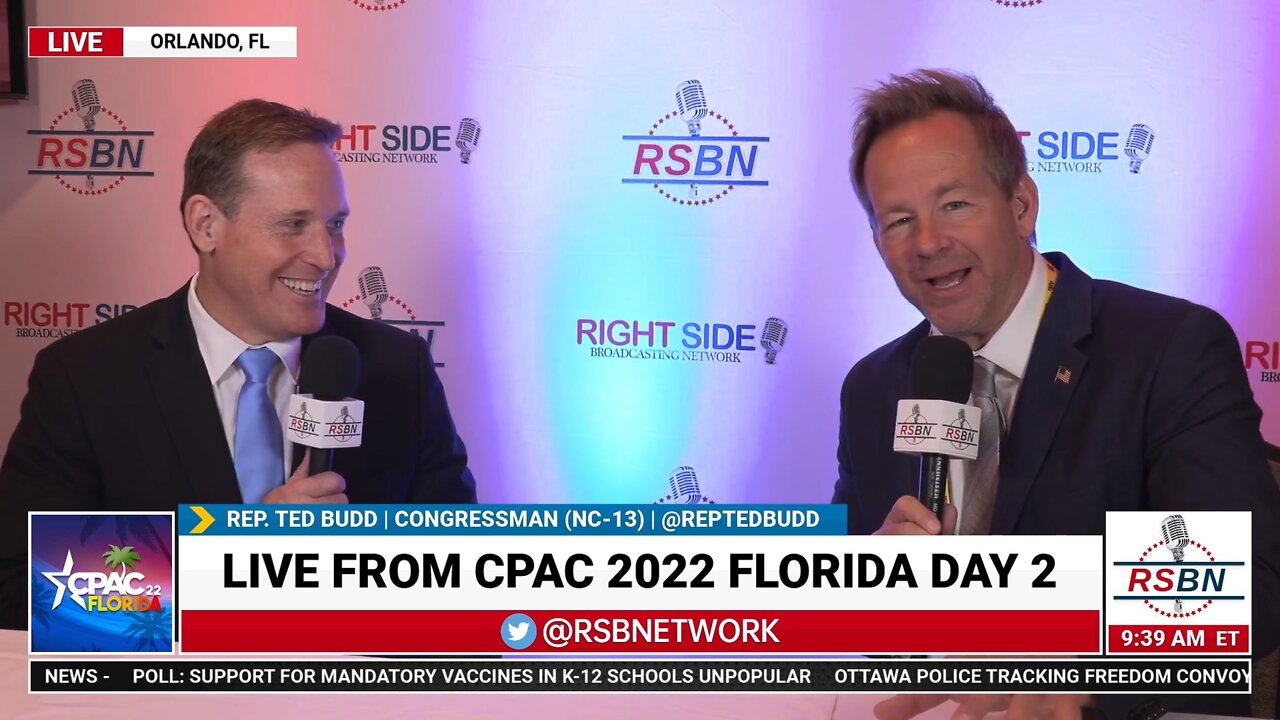 U.S. Congressman for (NC-13) Rep. Ted Budd Interview with RSBN's own Brian Glenn at CPAC 2022 in FL