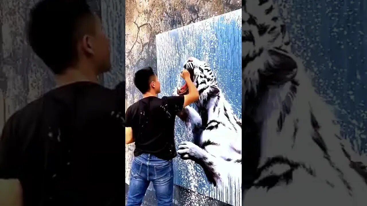 Country boy, splash-ink tiger painting