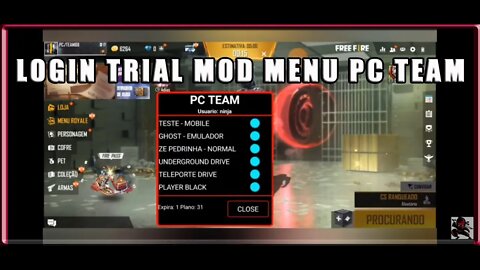 TRIAL 1 DIA MOD MENU PC TEAM 😱 EQUIPE CHEFONA MODS 🙅🏾‍♂️ TOTALMENTE ANTI BLACK LISTA 🙅🏾‍♂️