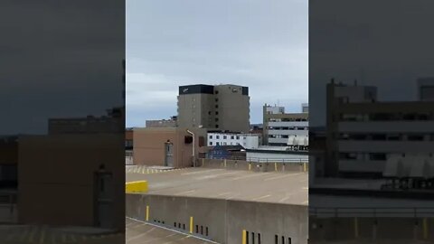 Ontop of a parking blockade in Charlottetown