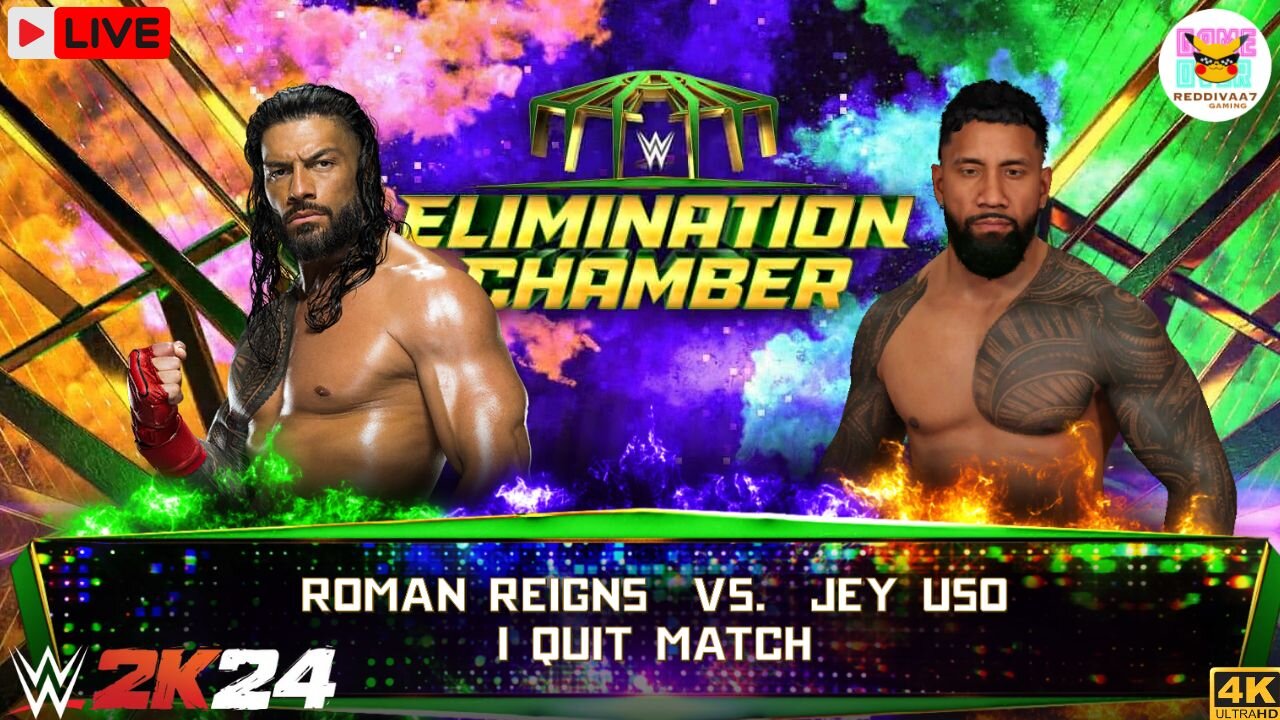 WWE 2K24 Roman Reigns Vs. Jey Uso | Elimination Chamber