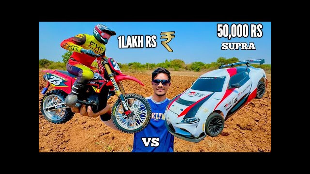 RC Toyota Supra MK5 Vs RC ProMoto Bike Who Will Win ?- Chatpat toy TV