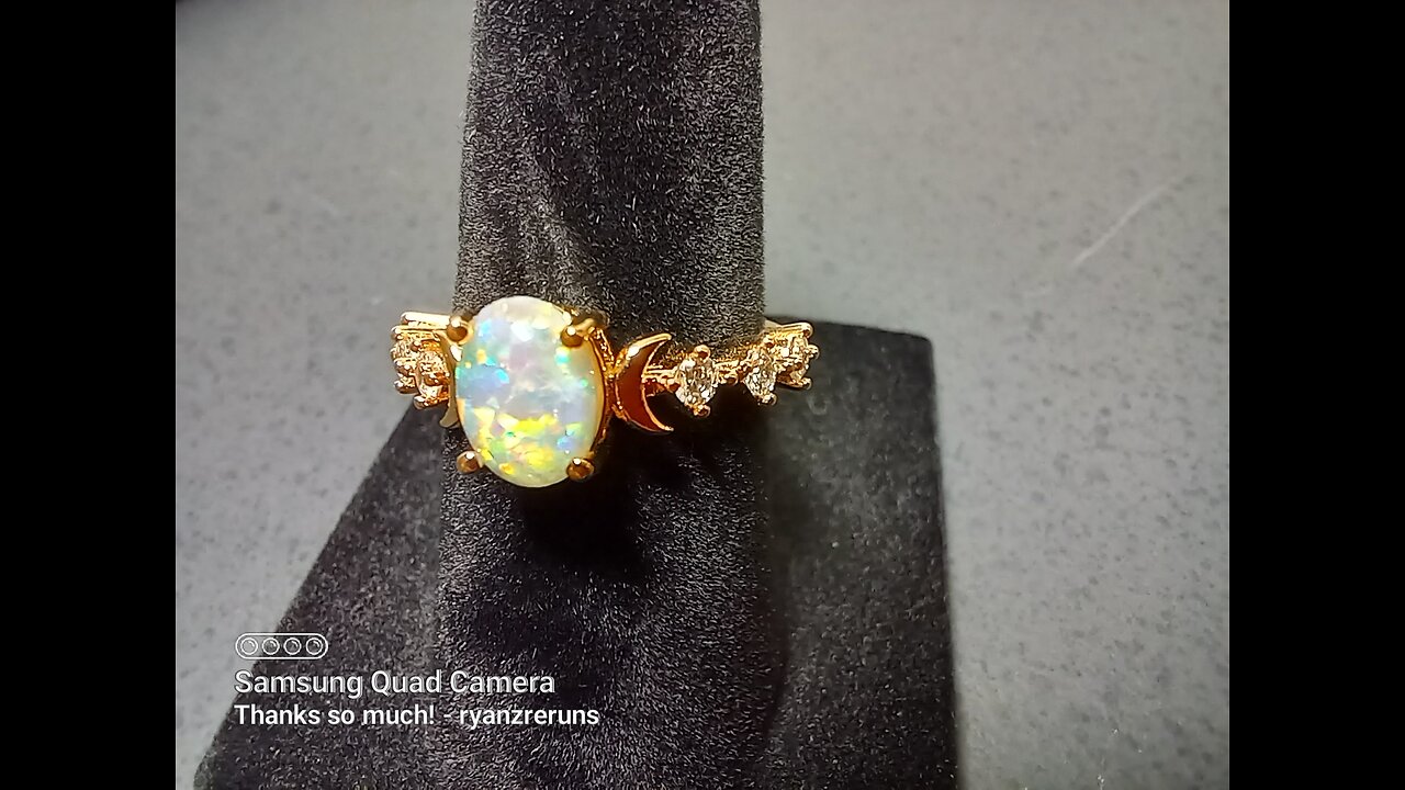 SOLD!!! Opal and Rhinestone Goldtone