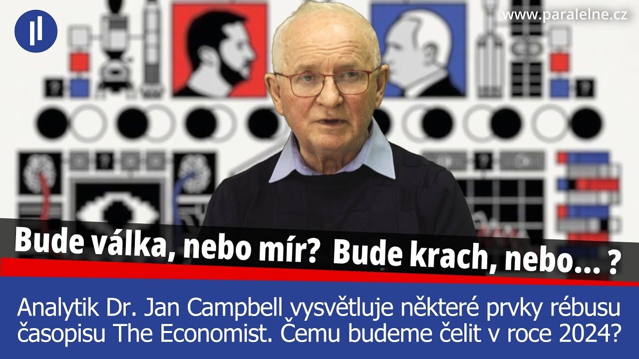 Válka nebude! Bude krach? Jan Campbell a jeho predikce událostí podle rébusu časopisu The Economist.