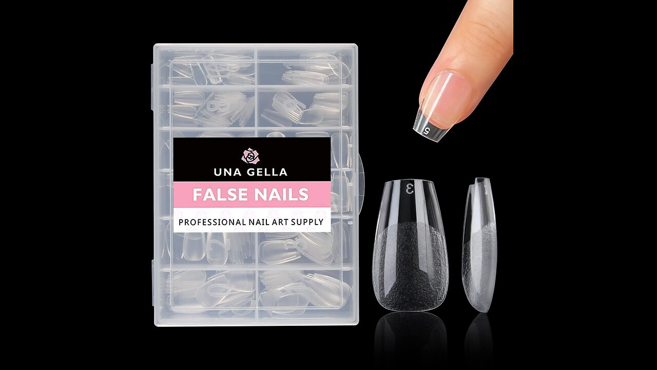 UNA GELLA Short Coffin Press on Nails - 216pcs Pre-shape Gel Tips for Full Cover Acrylic Nail Extension DIY - 12 Sizes for Home Salon . Professional Short Coffin Shape Tips: Great extension Short Coffin fake tips show a great clear cover with high quality