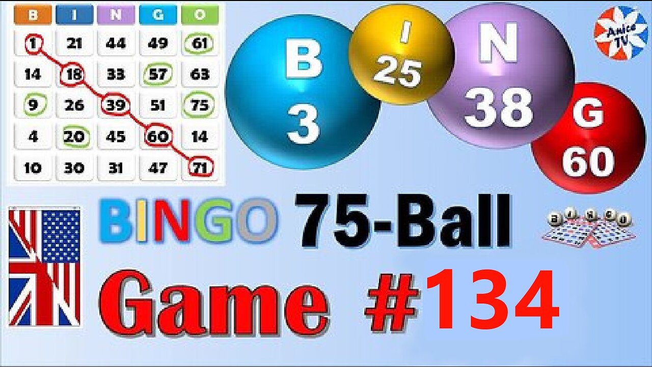 75 Ball - BINGO Caller - Game#134 - English American