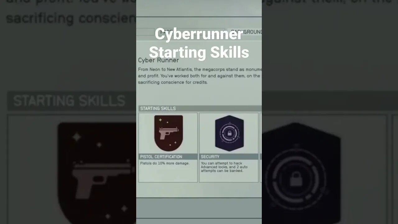 Cyberrunner Starting Skills | Starfield #starfield