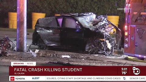 HS student killed in El Cajon crash