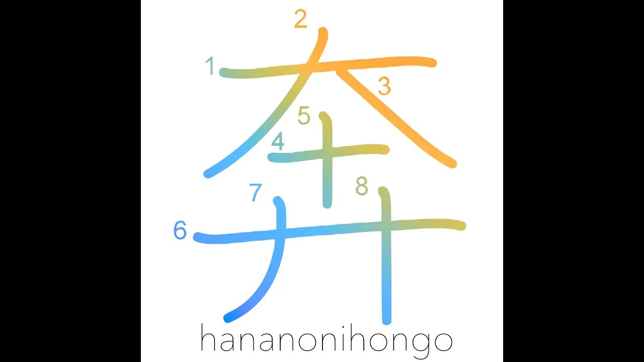 奔 - to run/bustle - Learn how to write Japanese Kanji 奔 - hananonihongo.com