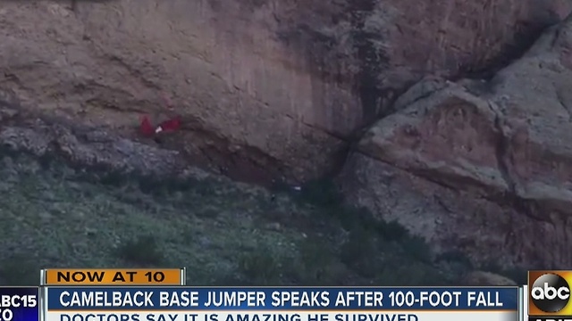 BASE jumper speaks out after falling from Camelback Mountain