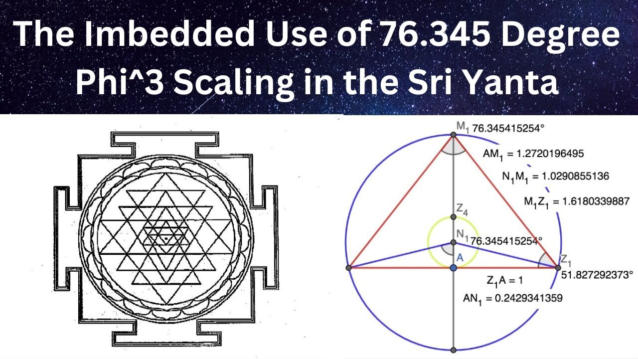 The Imbedded Use of 76.345 Degree Phi^3 Scaling in the Sri Yantra