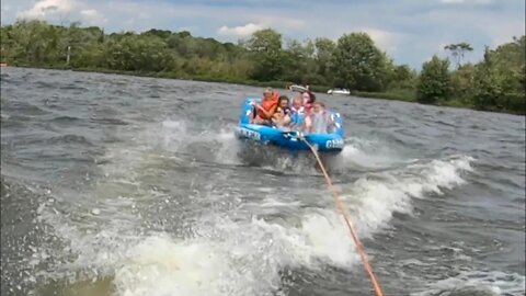 Boating and tubing on Rice Lake